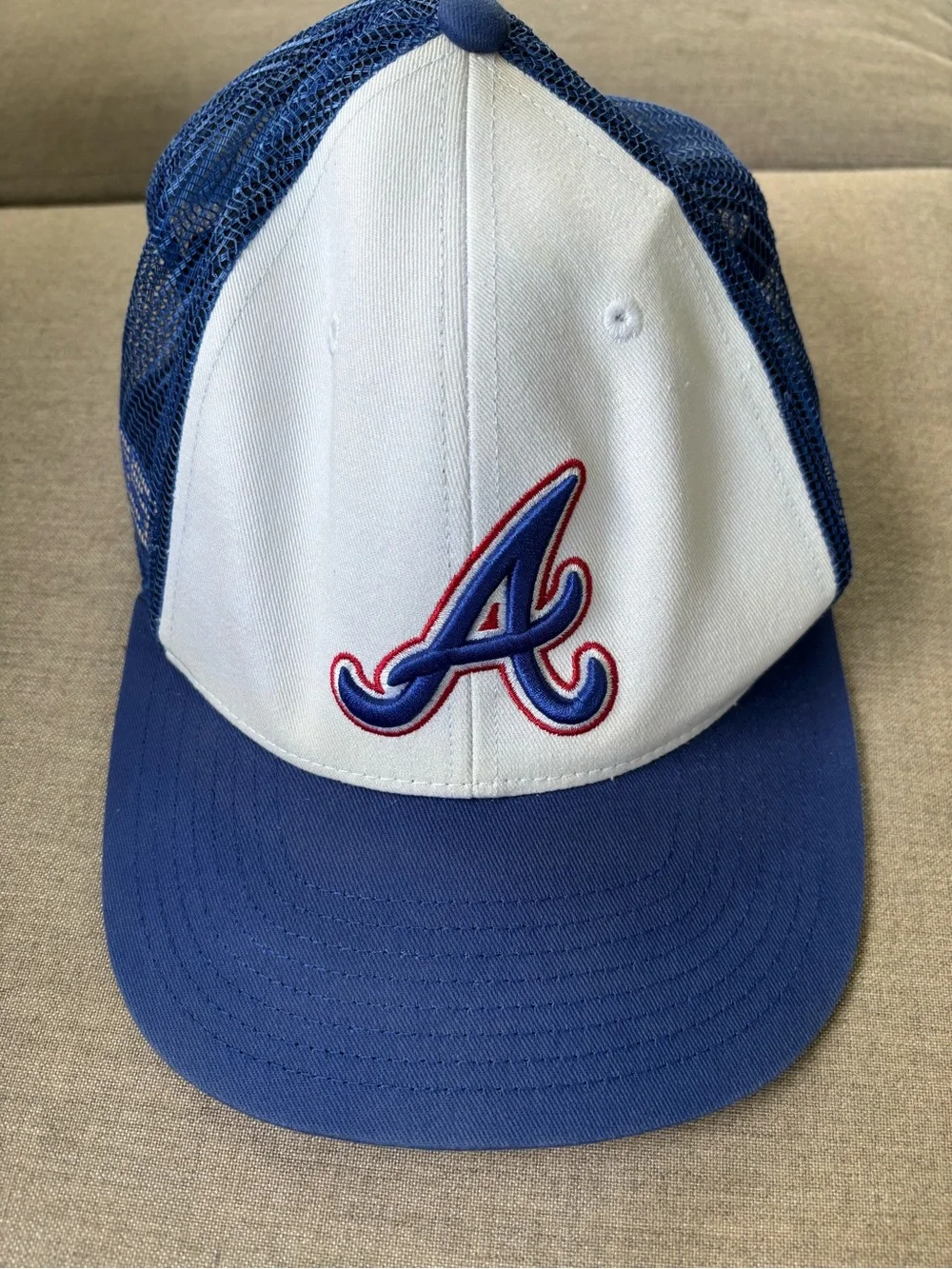 Atlanta Braves ’47 Brand Trucker Hat MLB Snapback Blue White Red OSFA